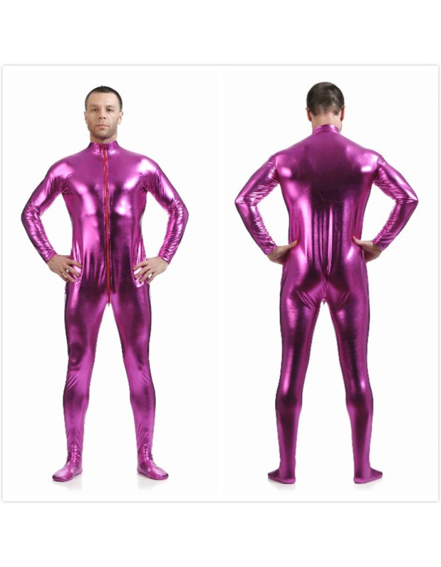 Mens Sexy Leather Metallic Zentai Suit M7328