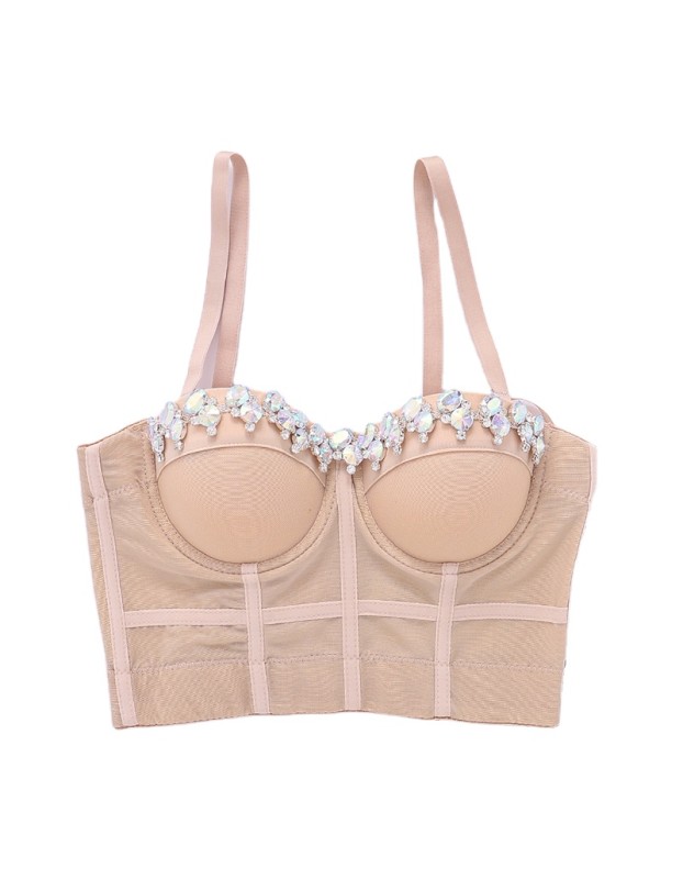 Shapewear Corset Crop Sexy Spice Girls Dance Erase Chest Color Drill Corset KN8029