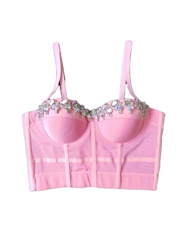 Shapewear Corset Crop Sexy Spice Girls Dance Erase Chest Color Drill Corset KN8029