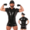 One Piece Sexy Patent Leather Lingerie Nightclub Stage Jumpsuit For Men N804