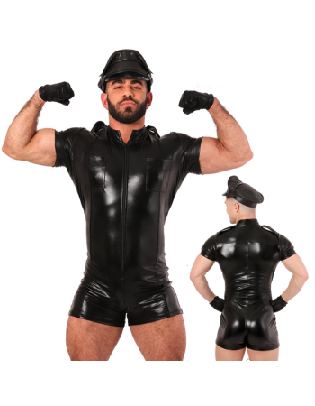 One Piece Sexy Patent Leather Lingerie Nightclub Stage Jumpsuit For Men N804