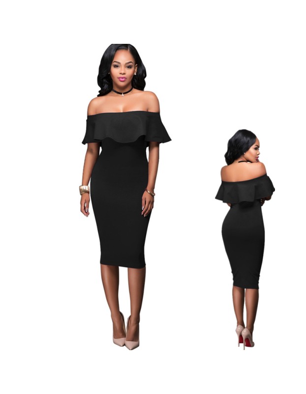 Off-shoulder Women Ruffle Dress M81092