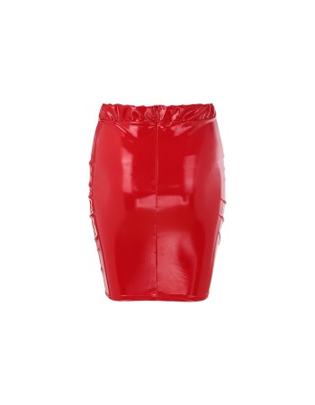 Slim Tight Half Skirt Mirror PU Leather High Waist Zipper Skirt SKT010
