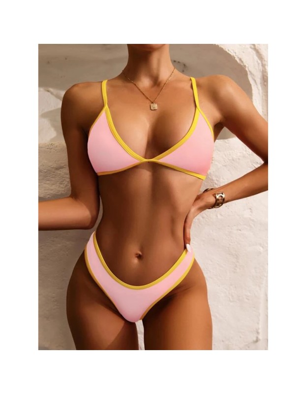 Matching Triangle Swimsuit Bikini Swimwear Pure Color Sexy Custom S037