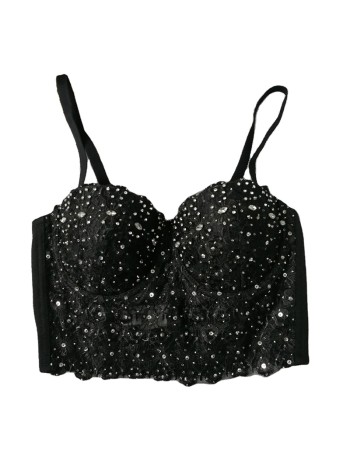 Lace Suspender Bright Drill Top Short Sexy Tight Shaping Chest 8825