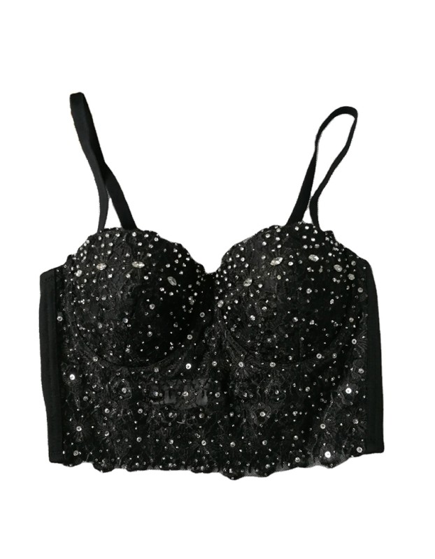 Lace Suspender Bright Drill Top Short Sexy Tight Shaping Chest 8825