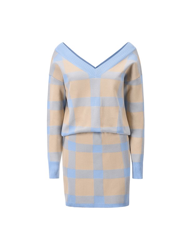 Sexy Sweater Long Sleeve Sweater Knitting Short Two Piece Skirt Set LQ164