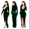 2017 Sexy Women Bandage Bodycon Deep V Long Sleeve Evening Party Cocktail Maxi Dress