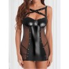 Large Size Patent Leather Pole Dance Skirt Sexy Uniform Seductive Sex Suit YSF516