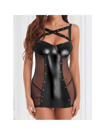 Large Size Patent Leather Pole Dance Skirt Sexy Uniform Seductive Sex Suit YSF516