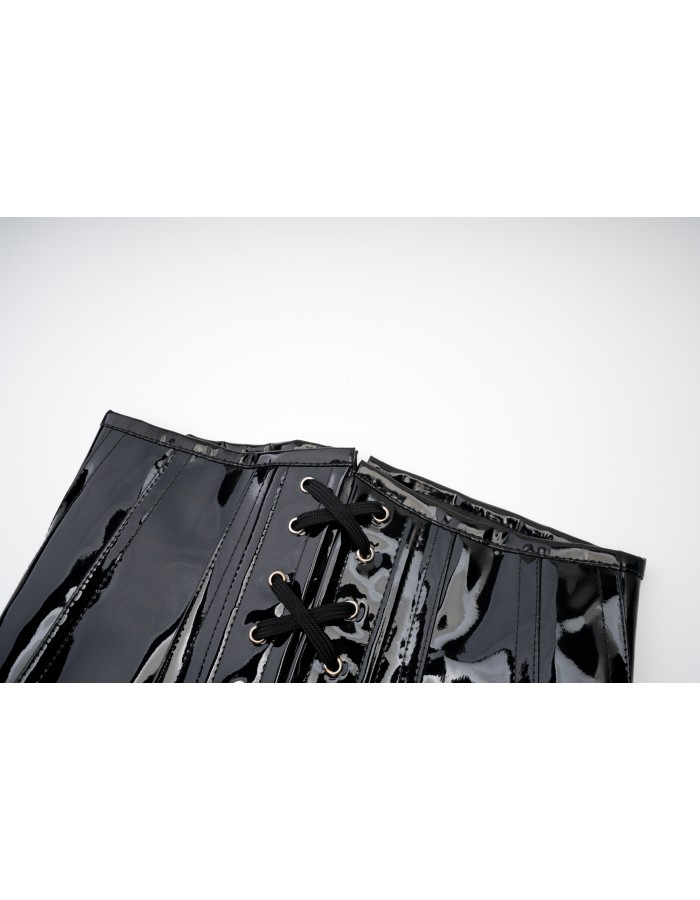 PU Zipper Waist Belt Sexy Leather Bustier Short Shapewear For Women Corset AM21983