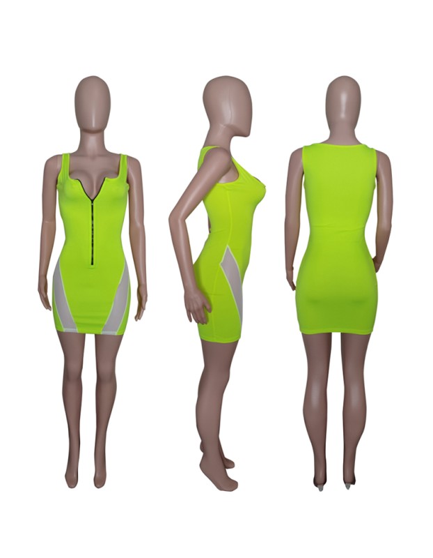 Spliced Sexy Mini Mesh Dress Womens Dresses Fashion M059