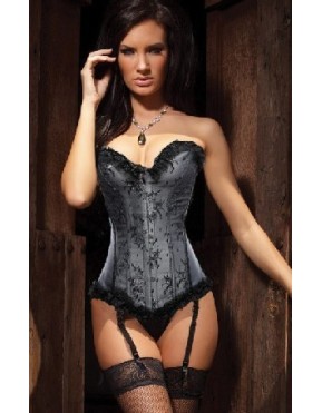 elegant gray corset with pleated lace m1895b