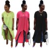 Solid color irregular skirt dress M8471