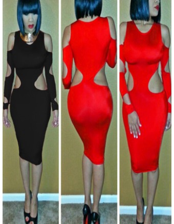 Women's Sexy Hollow Out Bodycon Night Club Bandage Dress M3786