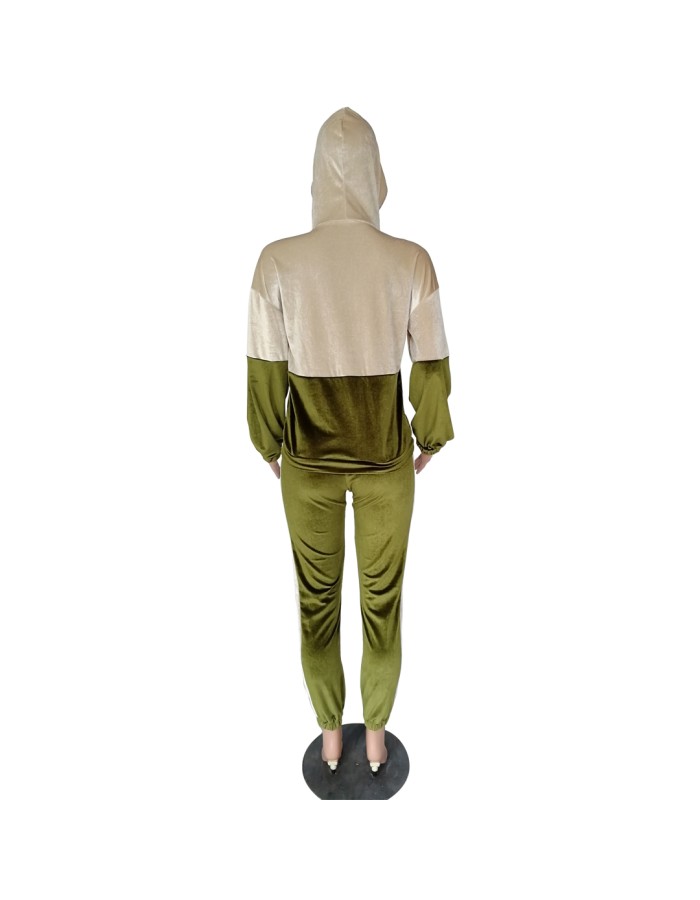 Velvet stitching  two-piece casual sports suit M8502