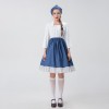 Halloween Long Dress Costume Blue Manor Maid Cosplay Beer Costume YM0922