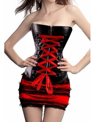 strapless black leather bustier m1211B