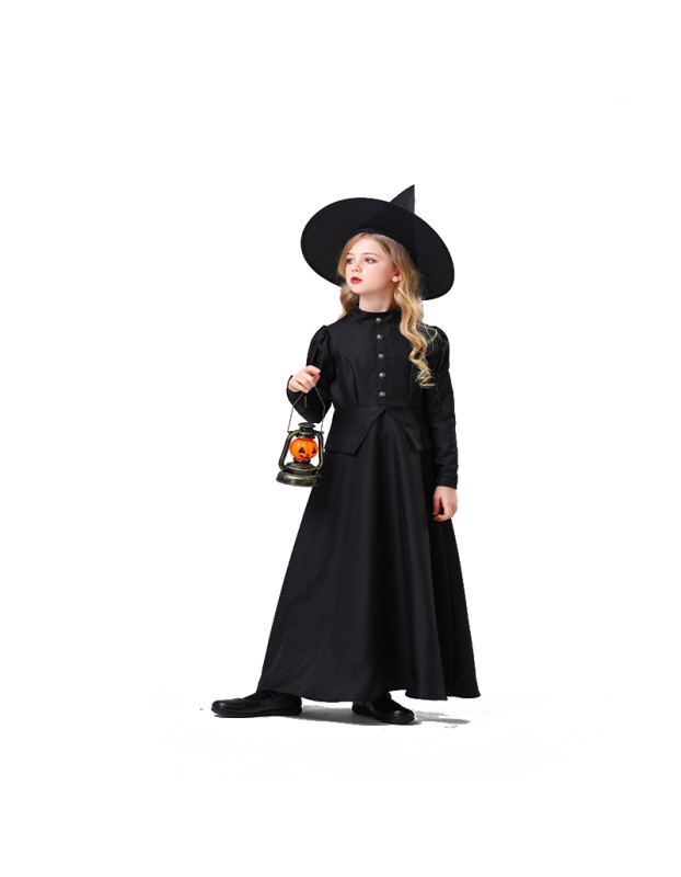 Halloween Witch Black Gauze Children's Costume Witch Cosplay Costume YM5616