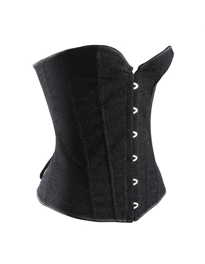 New Black Shiny Boned Overbust Corset M1402