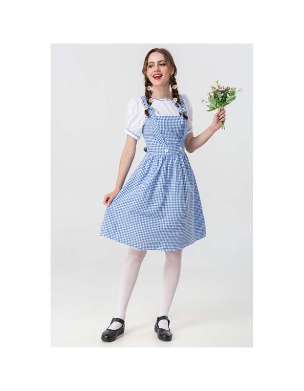 The Wizard Of Oz Cosplay Dorothy Adult Stage Costume Elise Maid Dress YM0915