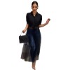One Piece Stand Collar Women Sexy Shirt Midi Dress M8596