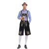 German Traditional Oktoberfest Plaid Shirt Men Beer Suspender Suit Costume YM3645
