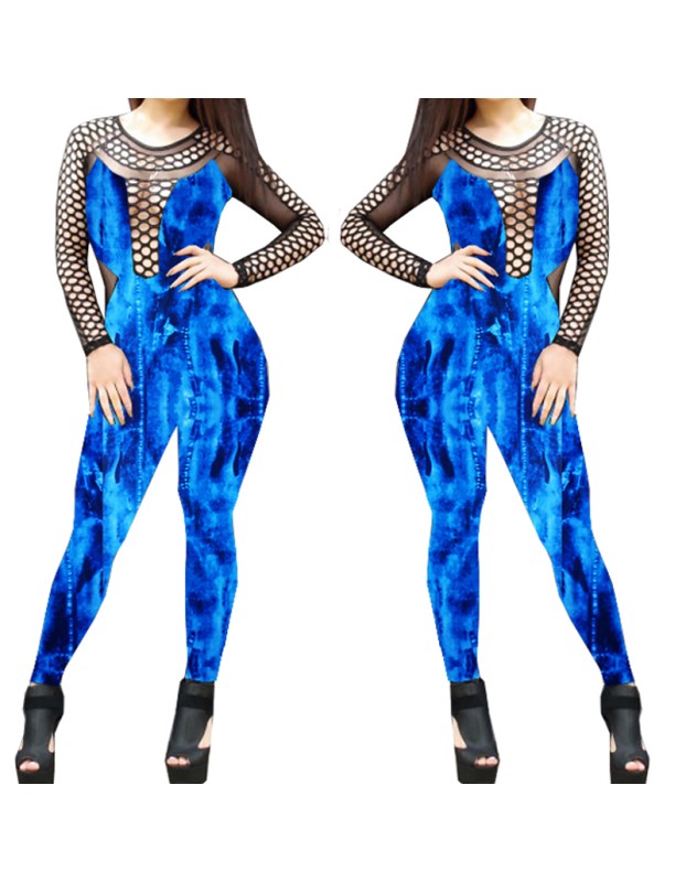 Hollow Out Blue Jumpsuit M30075