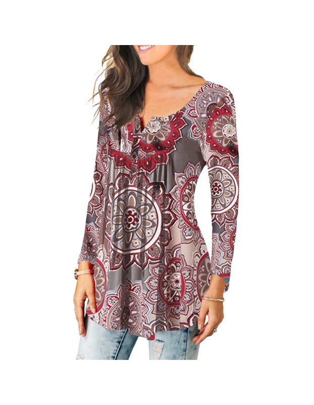 Ladies Casual Floral Printing Blouse M5602