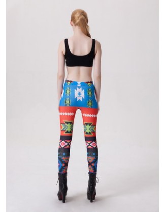 Contrast Colored Geometric Seamless Leggings M9100