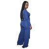Long Sleeve Bandage Top + Wide Leg Long Pants Casual 2 Pieces Sets M8490
