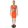 Lips Printed T-Shirt Basic Vest Dress m8441