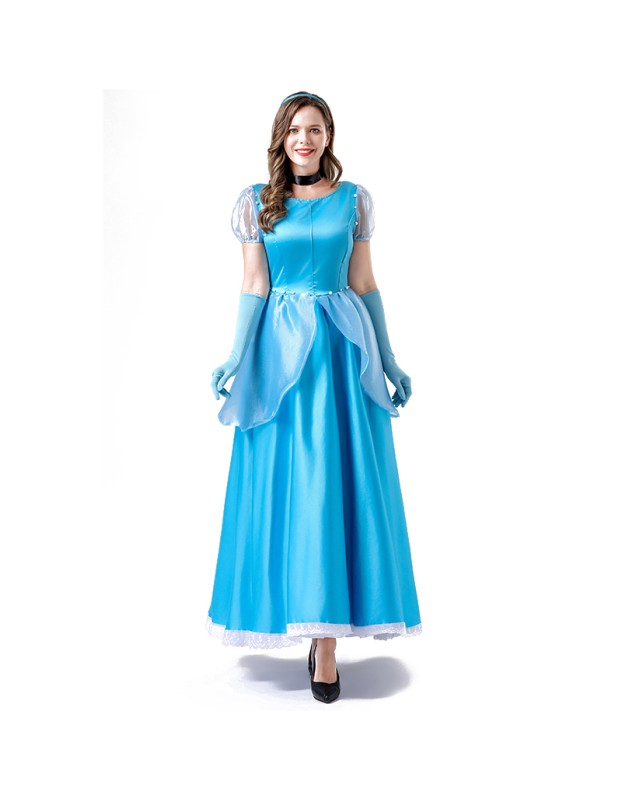 Women New PDress Stage Grimm Fairy Tale Blue Cosplay Princess Dress Costume YM063