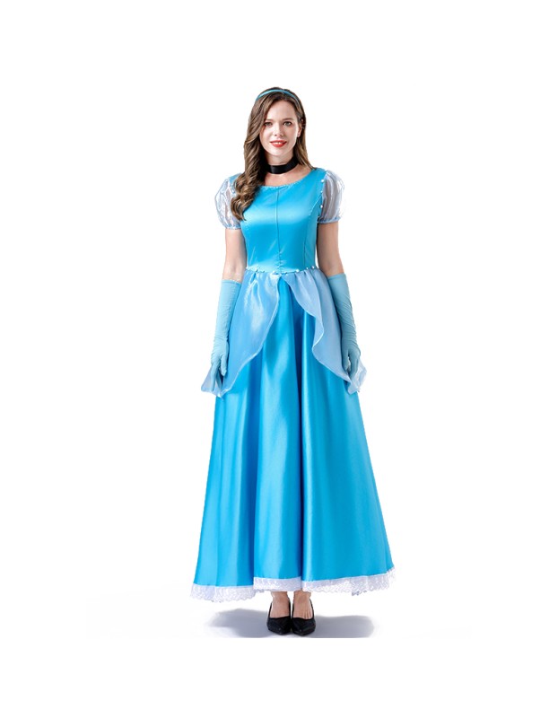 Women New PDress Stage Grimm Fairy Tale Blue Cosplay Princess Dress Costume YM063