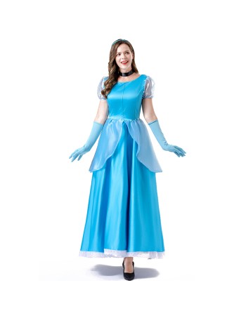 Women New PDress Stage Grimm Fairy Tale Blue Cosplay Princess Dress Costume YM063