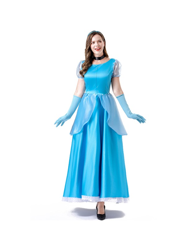 Women New PDress Stage Grimm Fairy Tale Blue Cosplay Princess Dress Costume YM063