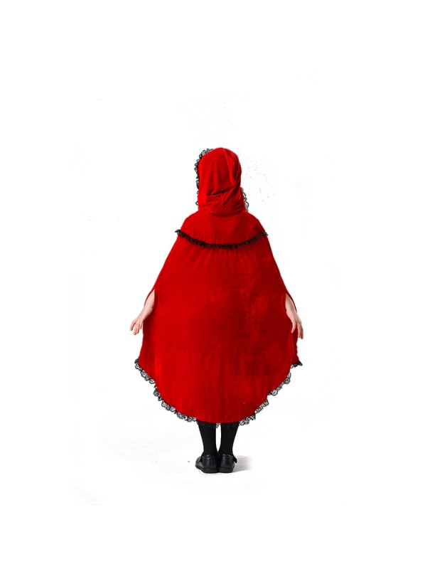 Children's Halloween Red Dress Medieval Little Red Ridding Hood Cosplay Girl Costume YM8751