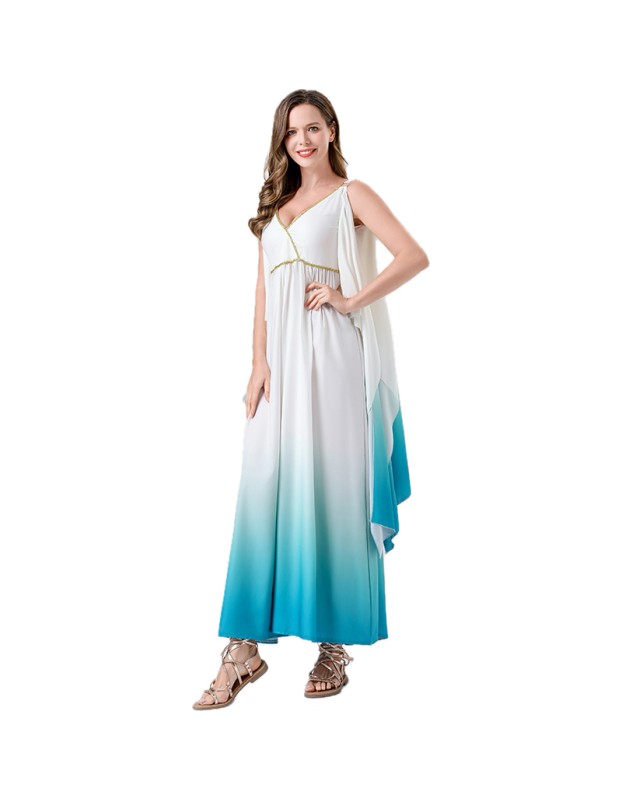 Halloween Cosplay Egyptian Pharaoh Cleopatra White Greek Goddess Dress Costume YM1658