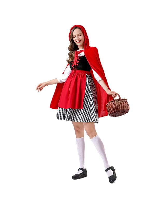 Adult Maid Dress Little Red Riding Hood Dress Cape Outfit Party Maid Cosplay Costume YM0941 YM0940