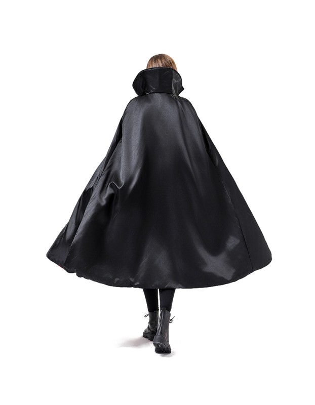 Halloween Makeup Costume Props Red And Black Face Standing Collar Death Pirate Cape