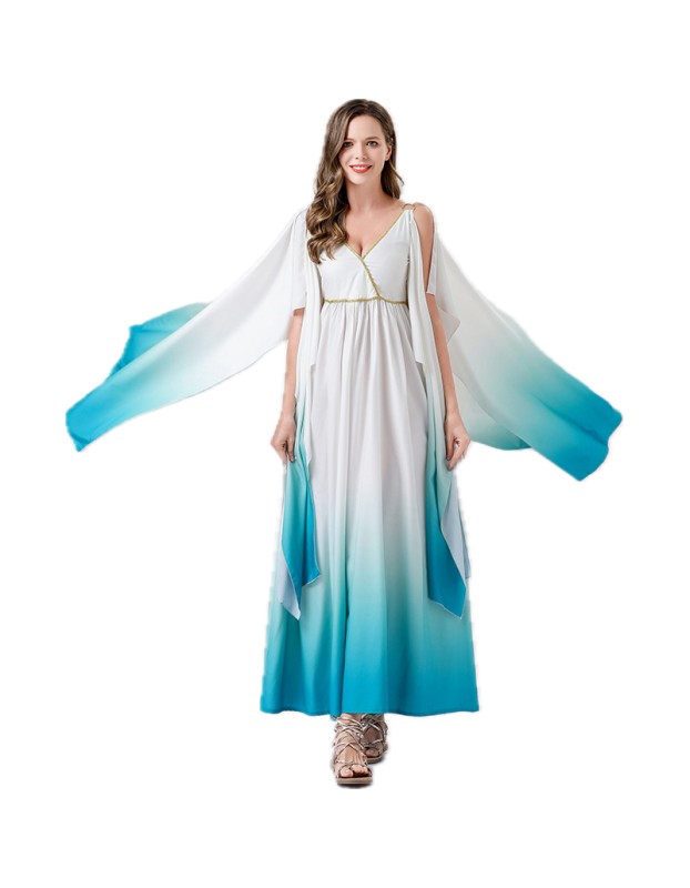 Halloween Cosplay Egyptian Pharaoh Cleopatra White Greek Goddess Dress Costume YM1658