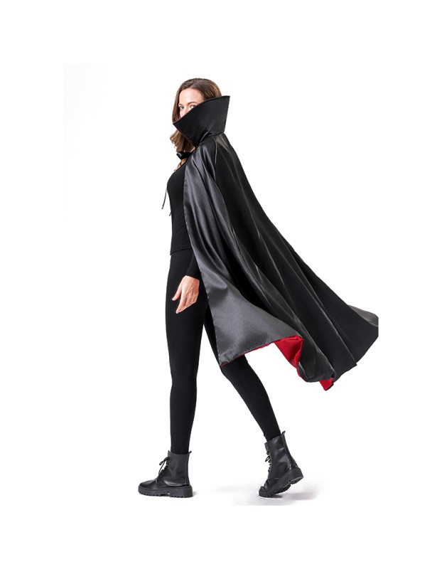 Halloween Makeup Costume Props Red And Black Face Standing Collar Death Pirate Cape