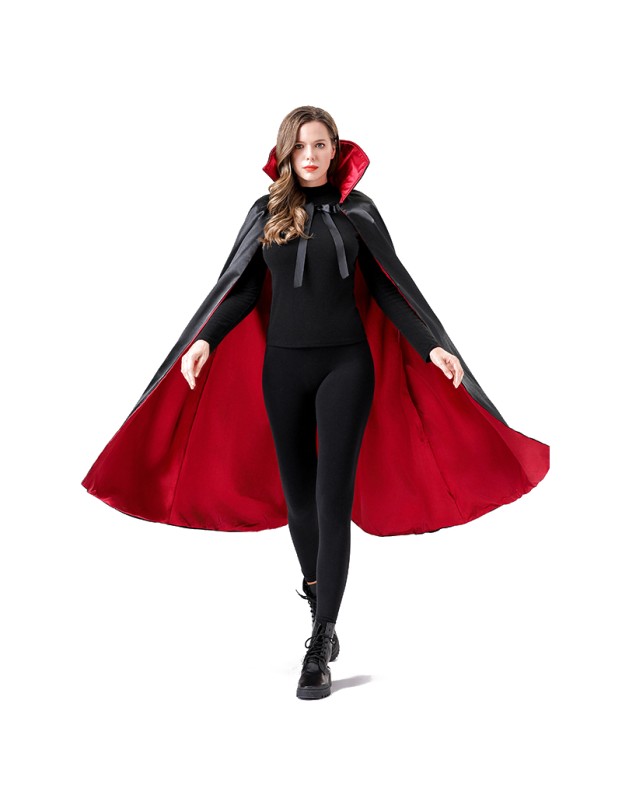 Halloween Makeup Costume Props Red And Black Face Standing Collar Death Pirate Cape