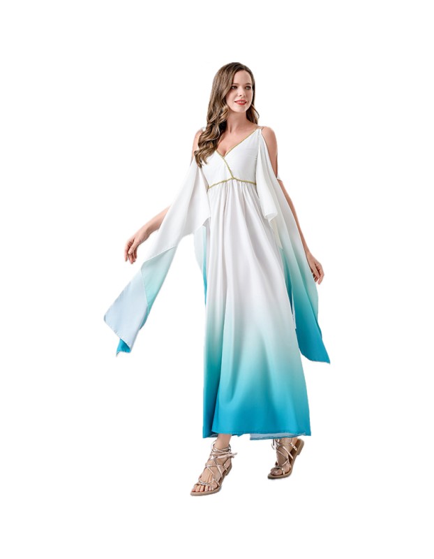 Halloween Cosplay Egyptian Pharaoh Cleopatra White Greek Goddess Dress Costume YM1658