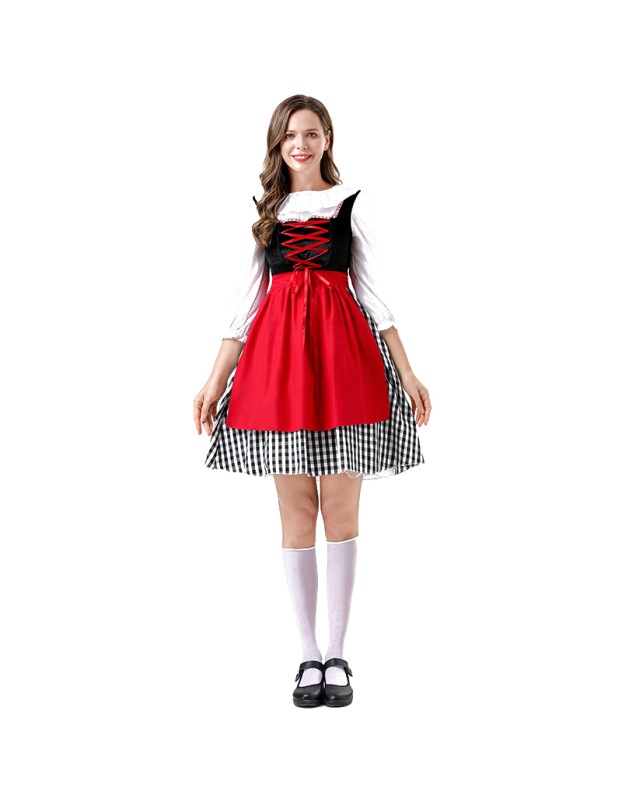 Adult Maid Dress Little Red Riding Hood Dress Cape Outfit Party Maid Cosplay Costume YM0941 YM0940