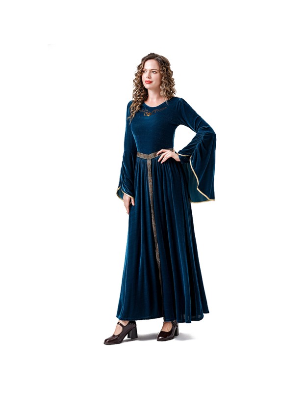 Medieval Retro Court Ball Trumpet Sleeve Adult Retro Queen Long Dress Cosplay Costume YM0821