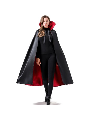 Halloween Makeup Costume Props Red And Black Face Standing Collar Death Pirate Cape