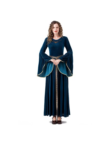 Medieval Retro Court Ball Trumpet Sleeve Adult Retro Queen Long Dress Cosplay Costume YM0821