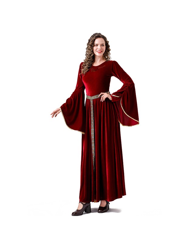 Medieval Retro Court Ball Trumpet Sleeve Adult Retro Queen Long Dress Cosplay Costume YM0821