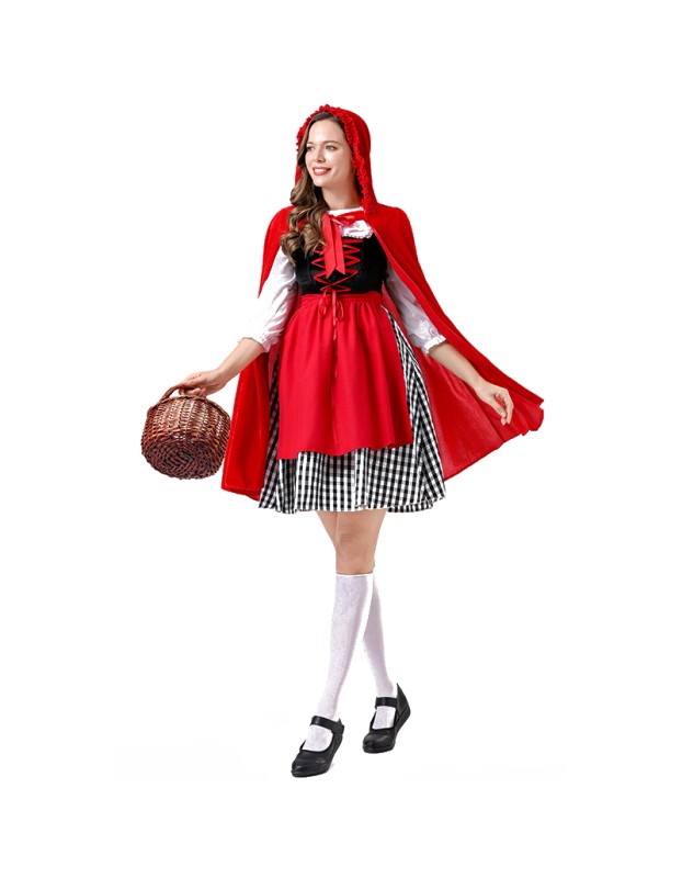 Adult Maid Dress Little Red Riding Hood Dress Cape Outfit Party Maid Cosplay Costume YM0941 YM0940